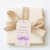 Birthday lavender bow ivory DIY write by hand Cadeaulabel
