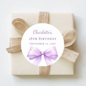 Birthday lavender bow ronde sticker