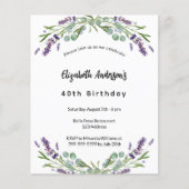 Birthday lavender eucalyptus budget uitnodiging (Voorkant)