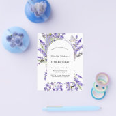 Birthday lavender floral budget uitnodiging flyer (Enkel)