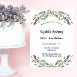 Birthday lavender florals eucalyptus greenery kaart<br><div class="desc">Een klassieke uitnodiging voor een 40e (of om het even welke leeftijd) verjaardagsfeestje. Gedecorbeerd met lavendel- en eucalyptusgroen. Personaliseer en voeg jouw naam en partijdetails toe. Achterzijde: violet,  lavender gekleurde achtergrond U kunt de achtergrondkleur wijzigen als u</div>