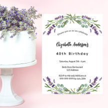 Birthday lavender florals eucalyptus greenery
