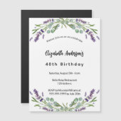 Birthday lavender florals eucalyptus greenery magnetische uitnodiging (Voorkant / Achterkant)