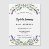 Birthday lavender florals eucalyptus greenery magnetische uitnodiging (Voorkant)