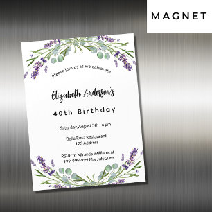 Birthday lavender florals eucalyptus greenery magnetische uitnodiging