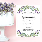 Birthday lavender florals eucalyptus greenery uitnodiging briefkaart