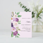 Birthday lavender florals pink invitation (Staand voorkant)