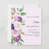 Birthday lavender florals pink invitation (Voorkant)