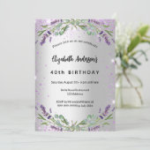 Birthday lavender Silver Eucalyptus greenery Kaart (Staand voorkant)