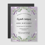 Birthday lavender Silver Eucalyptus luxe Magnetische Uitnodiging (Voorkant / Achterkant)