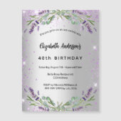 Birthday lavender Silver Eucalyptus luxe Magnetische Uitnodiging (Voorkant)