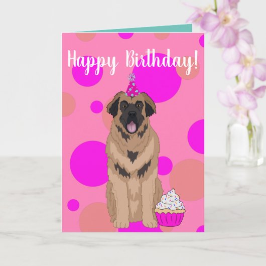 Birthday Leonberger Card Kaart (Orchidee)