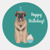 Birthday Leonberger  Ronde Sticker (Voorkant)