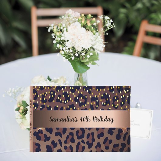 Birthday leopard animal roos gold name name gastenboek