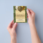 Birthday leopard emerald green gold ballonbudget flyer (Hand)