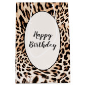 Birthday Leopard Fur Print Medium Cadeauzakje (Voorkant)