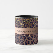 Birthday leopard-patroon bruine zwarte-naamleeftij mok (Midden)
