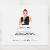 Birthday leukste feiten biografie witte foto sparkling wijnetiket (Enkel label)