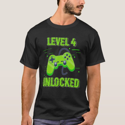 Birthday Level 4 Unlocked Videocontroller T-shirt (Voorkant)