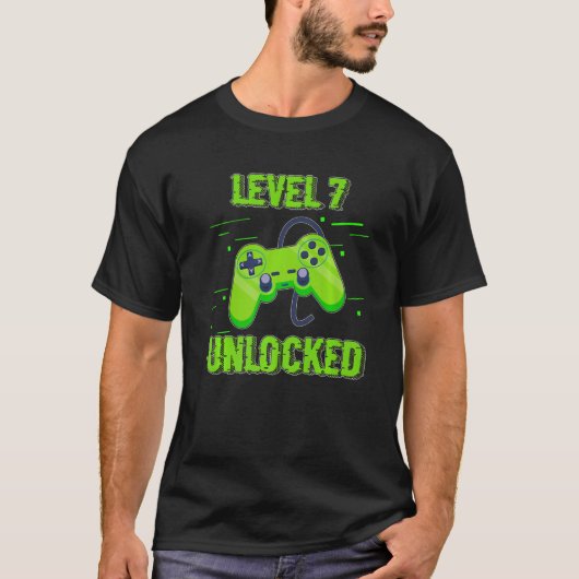 Birthday Level 7 Unlocked Videocontroller T-shirt (Voorkant)