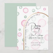 Birthday | Levendige leuke roze en groene bubbels Kaart (Voorkant / Achterkant)