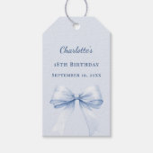 Birthday light blue bow DIY write by hand Cadeaulabel (Voorkant)