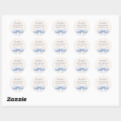Birthday light blue bow ivory ronde sticker (Vel)
