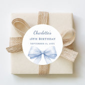 Birthday light blue bow ronde sticker
