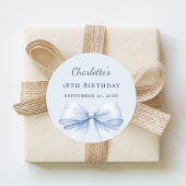 Birthday light blue bow ronde sticker