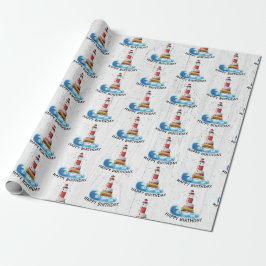 Birthday Lighthouse op hout Cadeaupapier