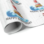Birthday Lighthouse op hout Cadeaupapier (Rol Hoek)