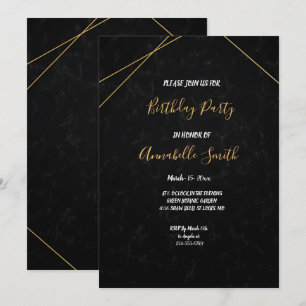 Birthday lijst Chic Black & Gold Geometric Kaart