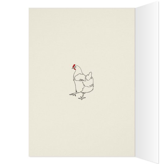 Birthday Line Dancing Chicken Funny Hen Drawing (Binnen (Links))