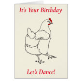Birthday Line Dancing Chicken Funny Hen Drawing (Voorkant)