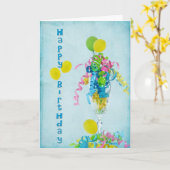 Birthday-linten in champagneflute kaart (Gele Bloem)