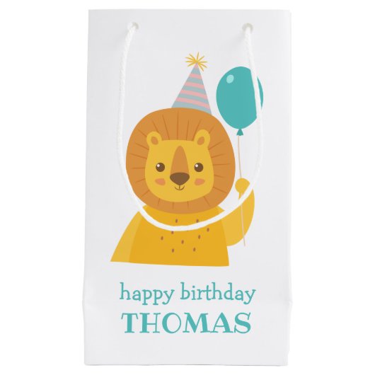 Birthday Lion Personalized Gift Bag Klein Cadeauzakje (Voorkant)