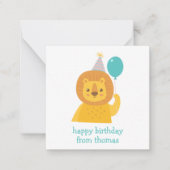 Birthday Lion Personalized Gift Enclosure Kaarten Notitiekaartje (Voorkant)