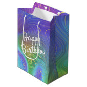 Birthday Liquid Rainbow Abstract Medium Cadeauzakje (Voorkant Gekanteld)