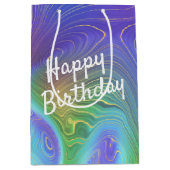 Birthday Liquid Rainbow Abstract Medium Cadeauzakje (Voorkant)