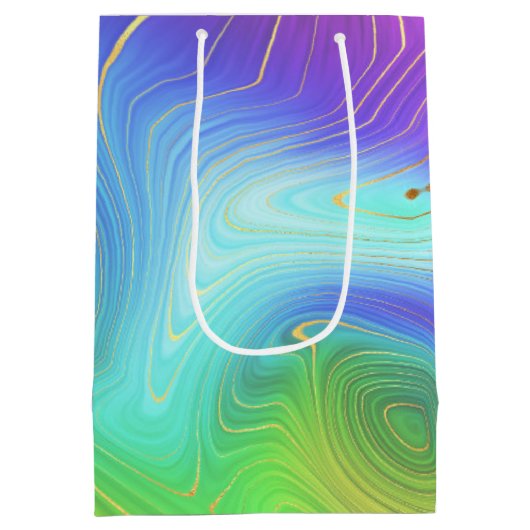 Birthday Liquid Rainbow Abstract Medium Cadeauzakje (Achterkant)