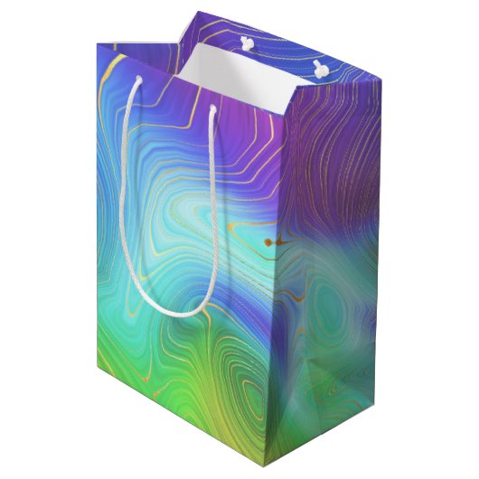 Birthday Liquid Rainbow Abstract Medium Cadeauzakje (Achterkant Gekanteld)