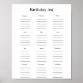 Birthday list poster (Voorkant)