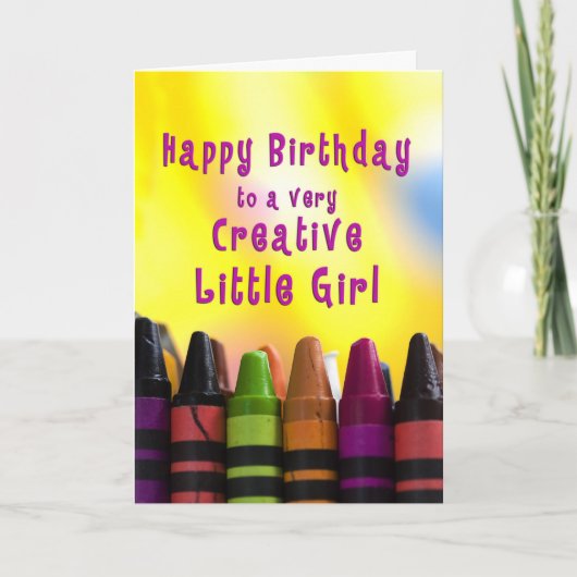 Birthday Little Girl Creative Crayons Kaart (Voorkant)