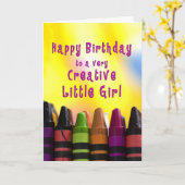 Birthday Little Girl Creative Crayons Kaart (Gele Bloem)