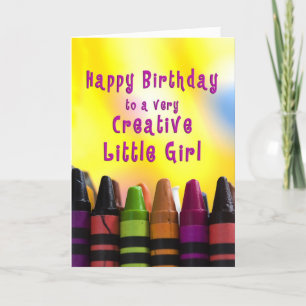 Birthday Little Girl Creative Crayons Kaart
