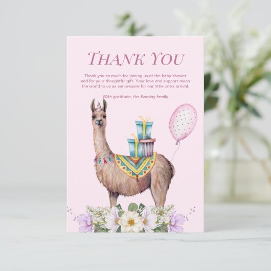 Birthday Llama Bedankkaart (Staand voorkant)