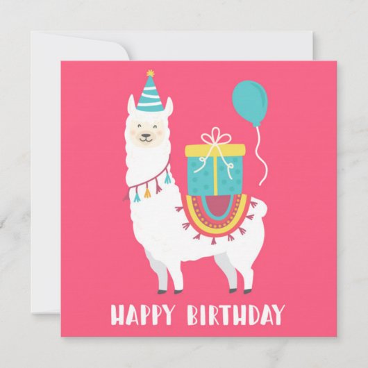 Birthday Llama Feestdagenkaart (Voorkant)