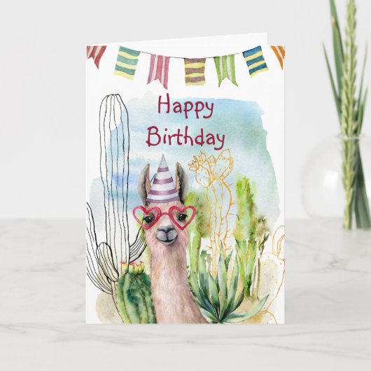 Birthday Llama Kaart (Voorkant)