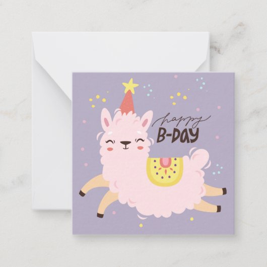 Birthday Llama Notitiekaartje (Voorkant)