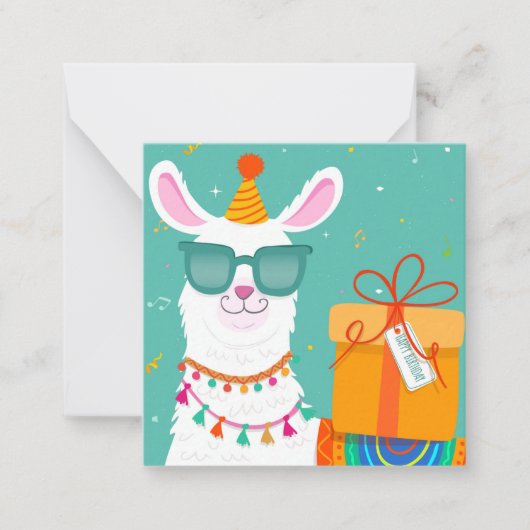 Birthday Llama Notitiekaartje (Voorkant)